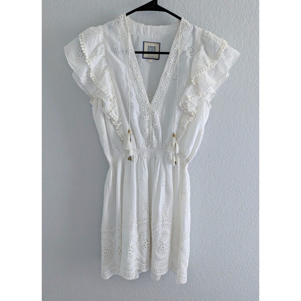 BELL By Alicia Bell Embroidered Eyelet Mini Dress Women's Size XS White Dress